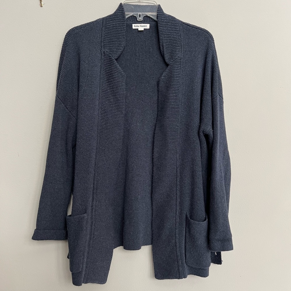 Roller Rabbit Ribbed 100% Cotton Open Cardigan